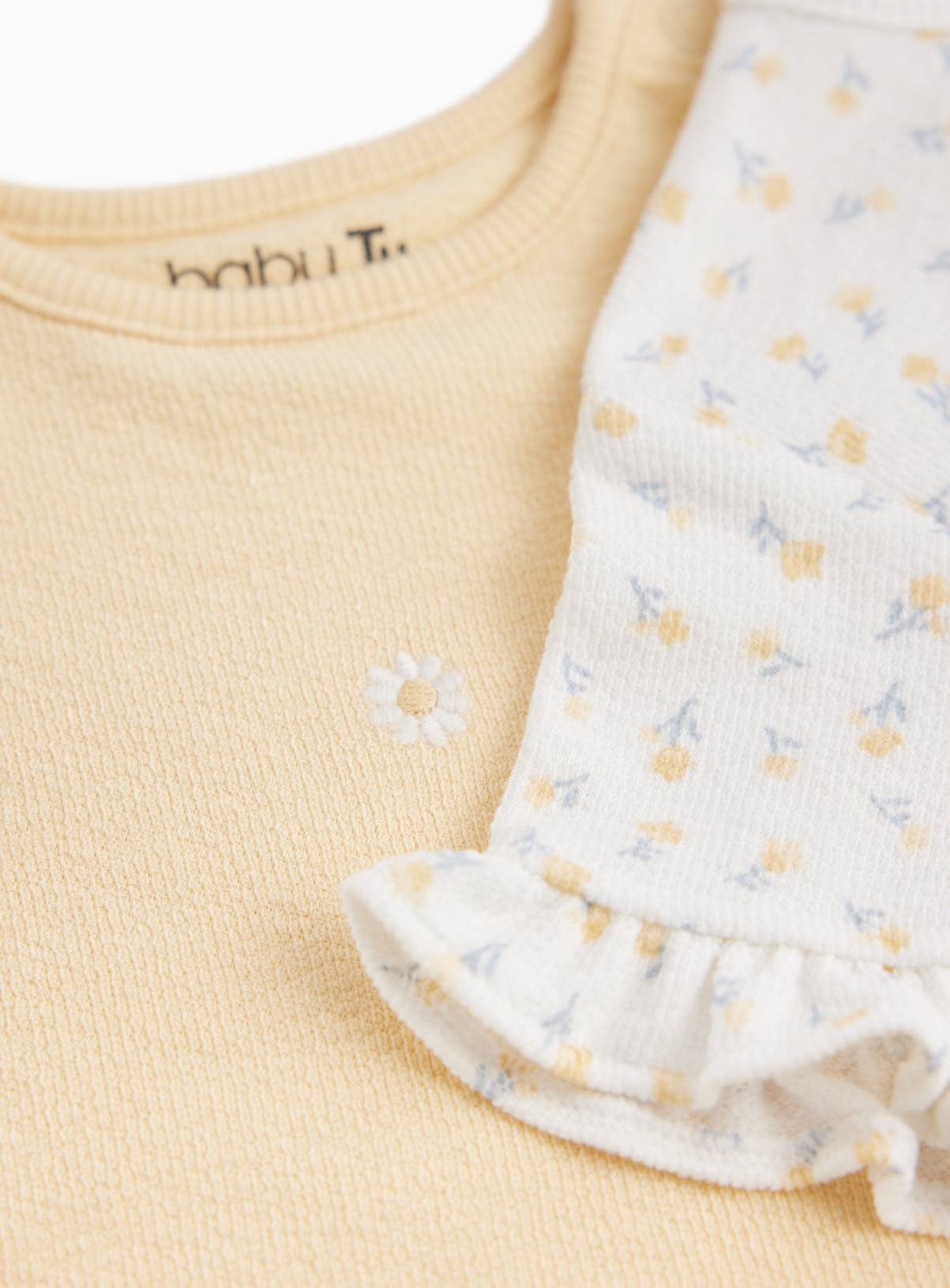 Blue & Floral Print Frill Sleeve T-Shirts 5 Pack Up to 3 mths - Image 2